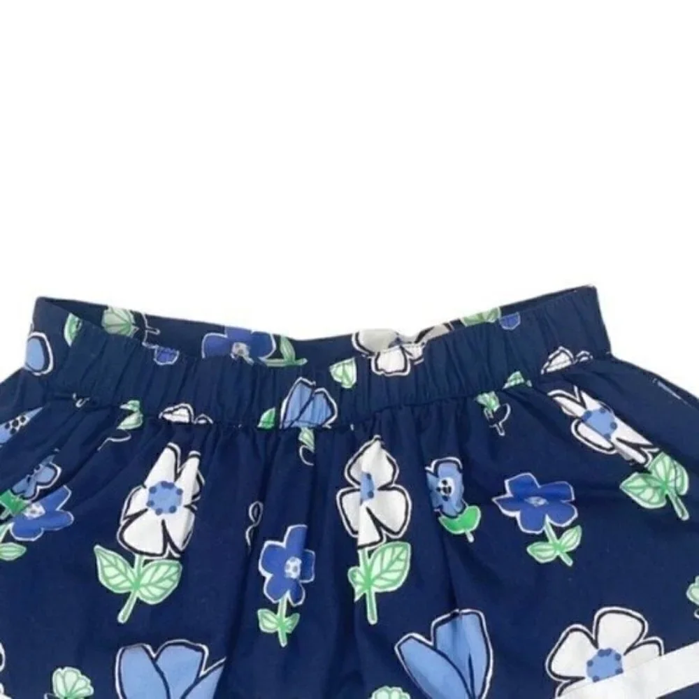 Gymboree girls 12-18 months skirt with diaper cover navy flowers ribbon trim